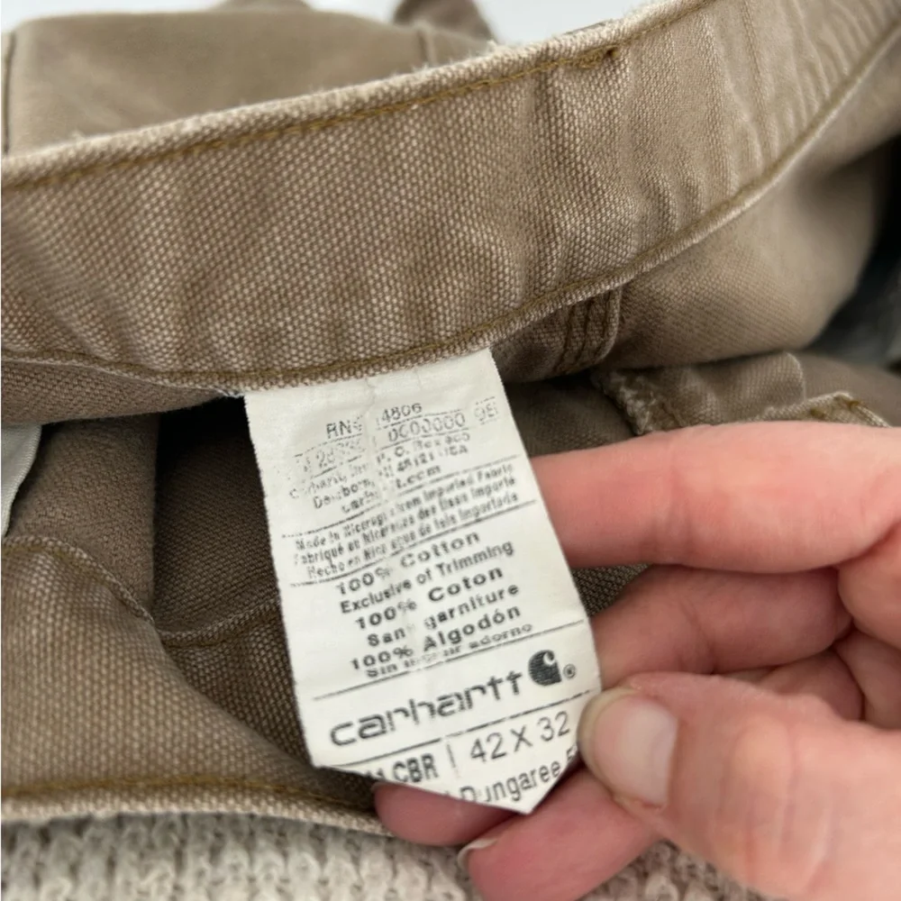 Carhartt‎ Men's Casual Carpenter Thick 100% Cotton Khaki Work Pants Size 42x30